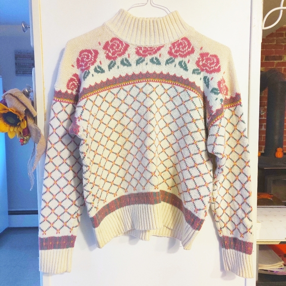 Vintage Sweaters - 🌹SOLD🌹🦋 VINTAGE Grandma Mock Neck Knit Sweater